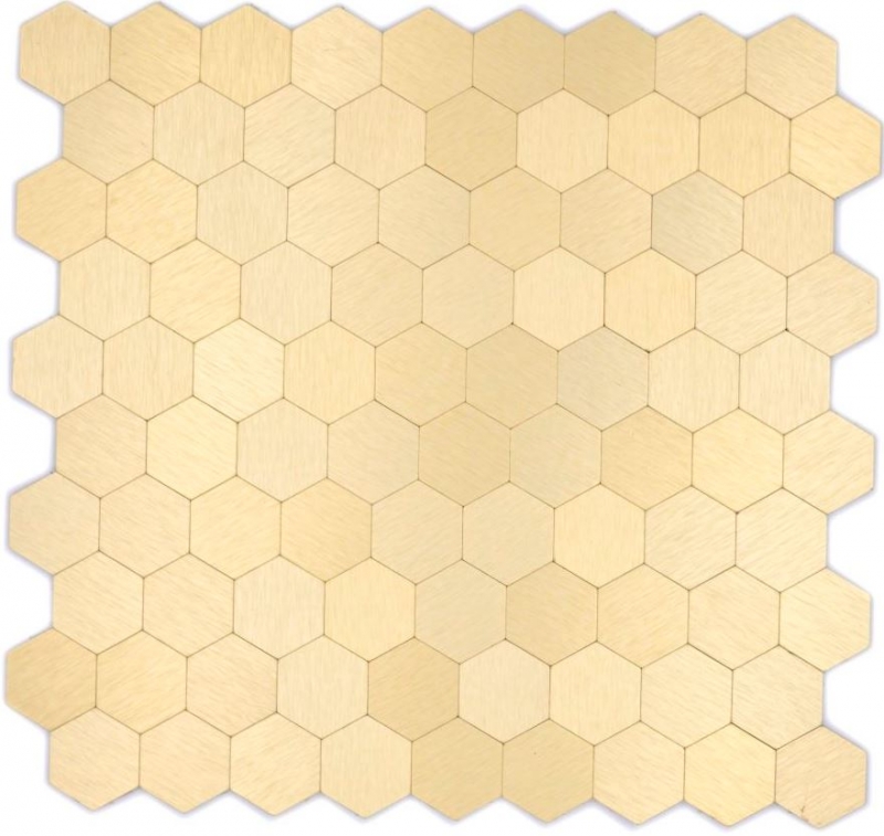 Muestra de mano mosaico azulejo autoadhesivo mosaicos hexagonal metal oro cocina pared MOS200-4GHX_m