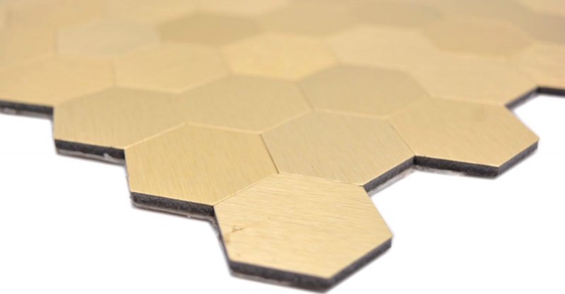 Muestra de mano mosaico azulejo autoadhesivo mosaicos hexagonal metal oro cocina pared MOS200-4GHX_m