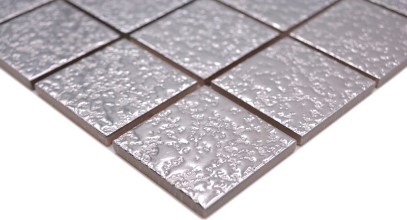 Muestra de mano mosaico azulejo cerámica mosaico uni plata martillado azulejo backsplash cocina MOS16-0207_m
