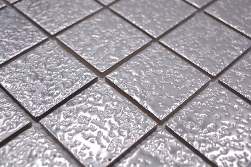 Muestra de mano mosaico azulejo cerámica mosaico uni plata martillado azulejo backsplash cocina MOS16-0207_m