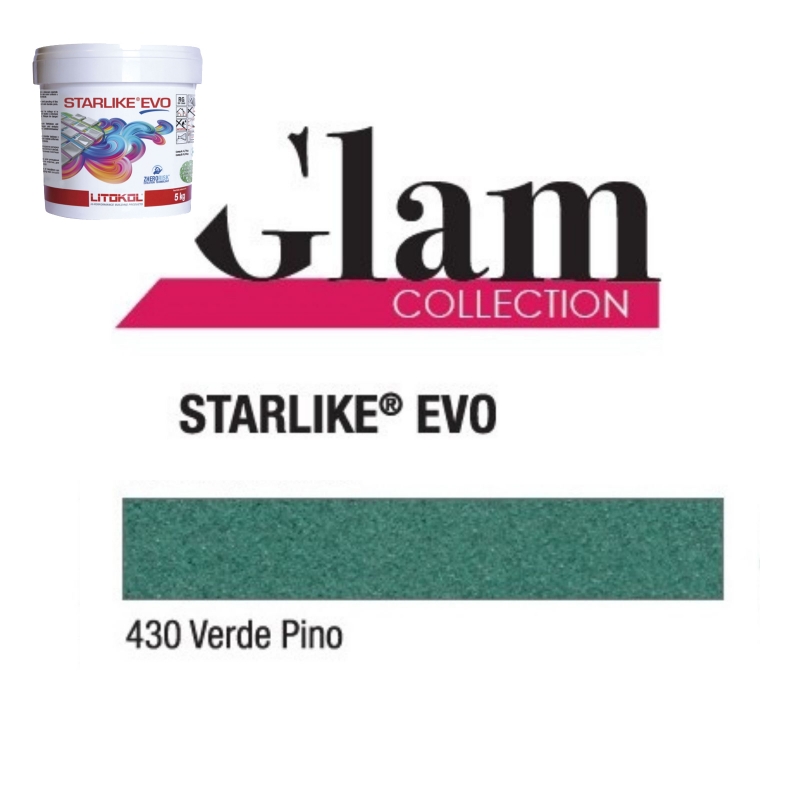 Litokol STARLIKE EVO 430 VERDE PINO verde III Mortero de rejuntado adhesivo de resina epoxi Cubo de 5 kg
