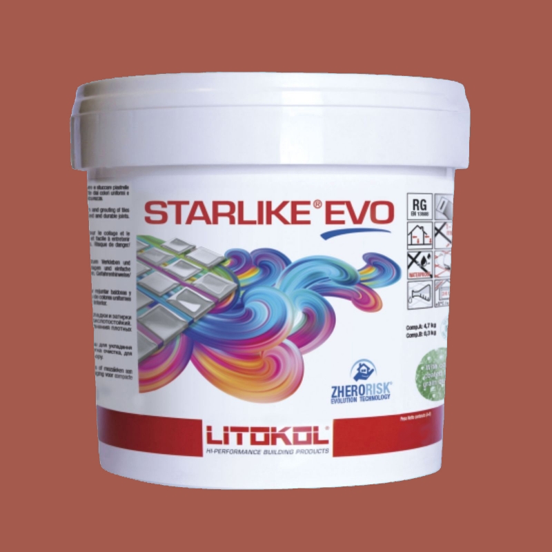 Litokol STARLIKE EVO 580 ROSSO MATTONE naranja terracota resina epoxi adhesiva mortero de rejuntado cubo 2,5kg