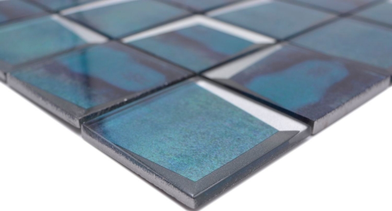 Muestra de mano mosaico azulejo vidrio mosaico combi 3D mirada azul pared cocina backsplash MOS88-XB10_m