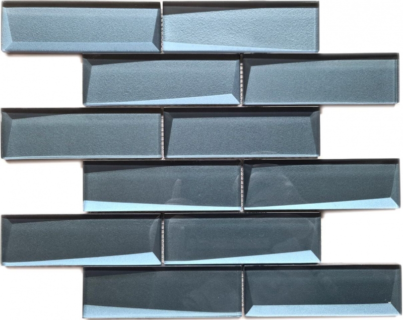 Muestra de mano mosaico azulejo vidrio mosaico combi 3D look gris azul cocina splashback baño MOS88-XB05_m