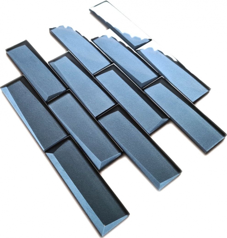 Muestra de mano mosaico azulejo vidrio mosaico combi 3D look gris azul cocina splashback baño MOS88-XB05_m