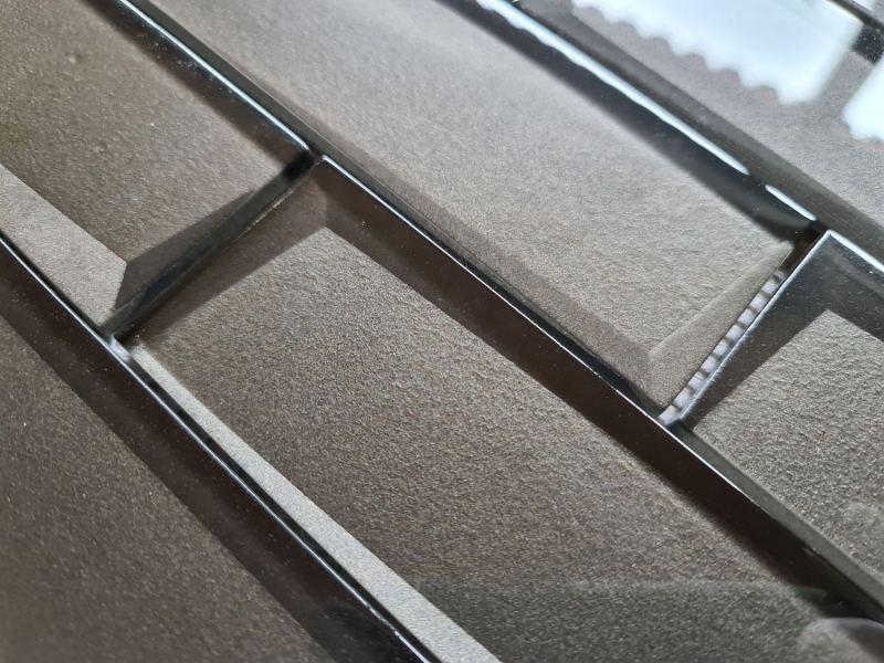 Mosaico de vidrio Metro 3D óptico terra marrón antracita protector contra salpicaduras de cocina MOS88-XB09