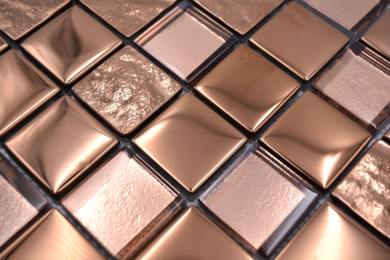 Muestra de mano mosaico azulejo de vidrio mosaico combi EP bronce cocina pared baño MOS88-XCBR1_m