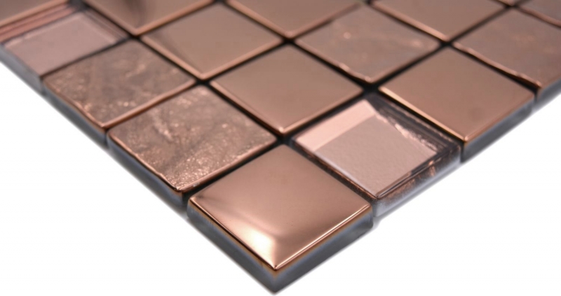 Muestra de mano mosaico azulejo de vidrio mosaico combi EP bronce cocina pared baño MOS88-XCBR1_m
