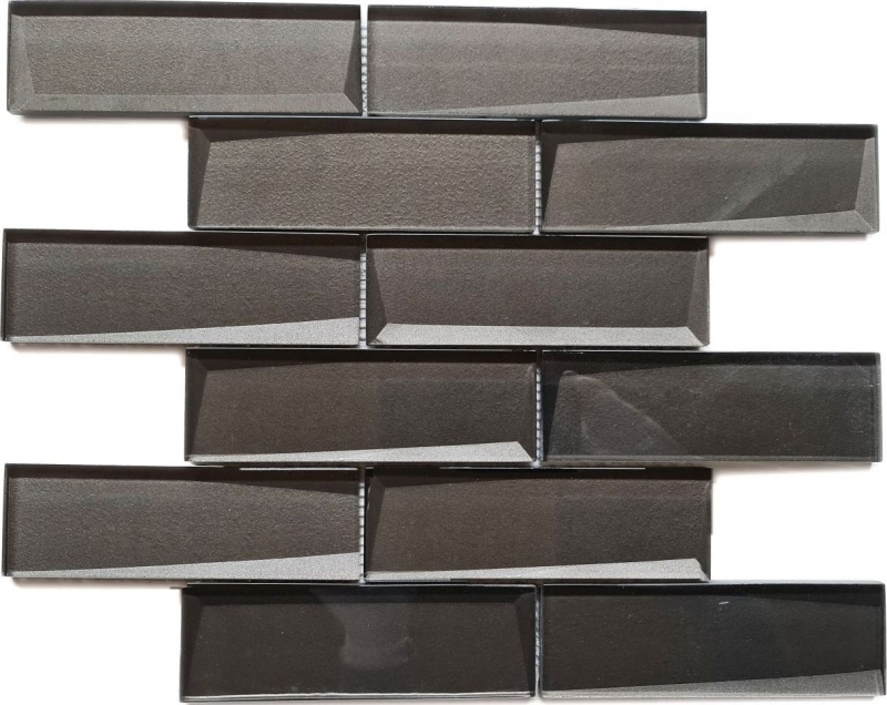 Muestra de mano mosaico azulejo vidrio mosaico combi 3D look negro cocina splashback azulejo espejo MOS88-MOS88-XB09_m