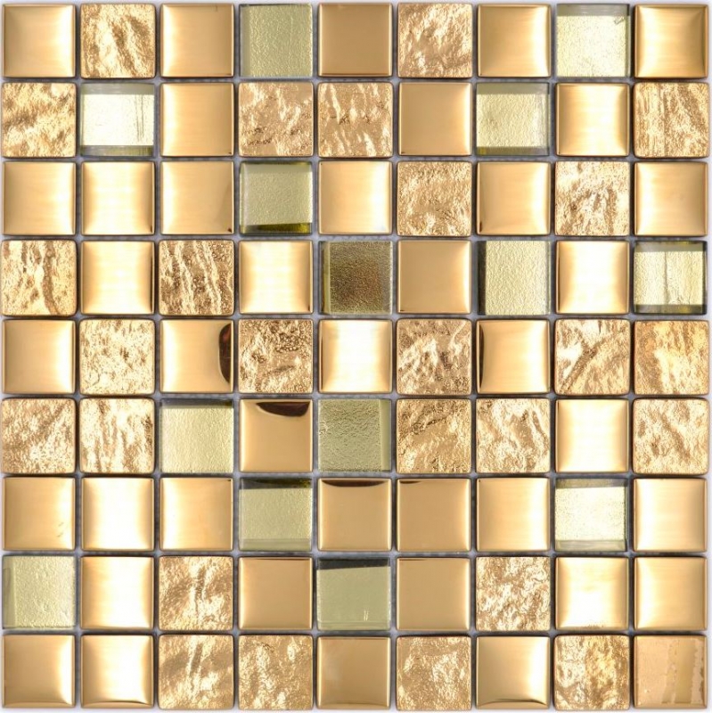 Muestra de mano mosaico azulejo mosaico de vidrio combi EP oro cocina splashback baño MOS88-XCG03_m