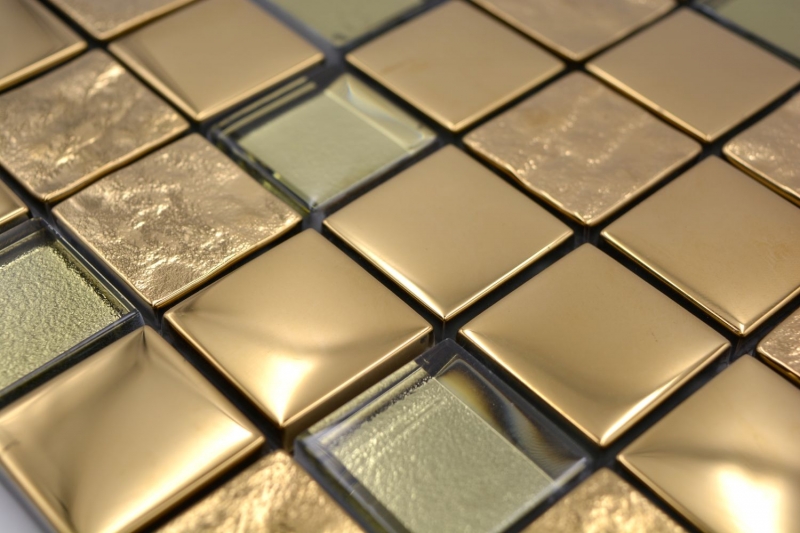 Muestra de mano mosaico azulejo mosaico de vidrio combi EP oro cocina splashback baño MOS88-XCG03_m