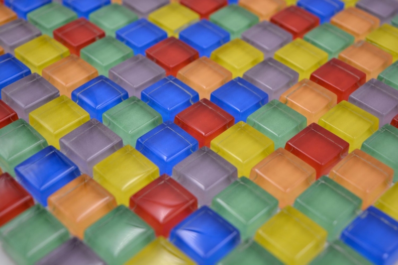 Muestra de mano mosaico azulejo de vidrio mosaico mezcla colorido rojo azul amarillo verde azulejo espejo baño MOS88-XC123_m