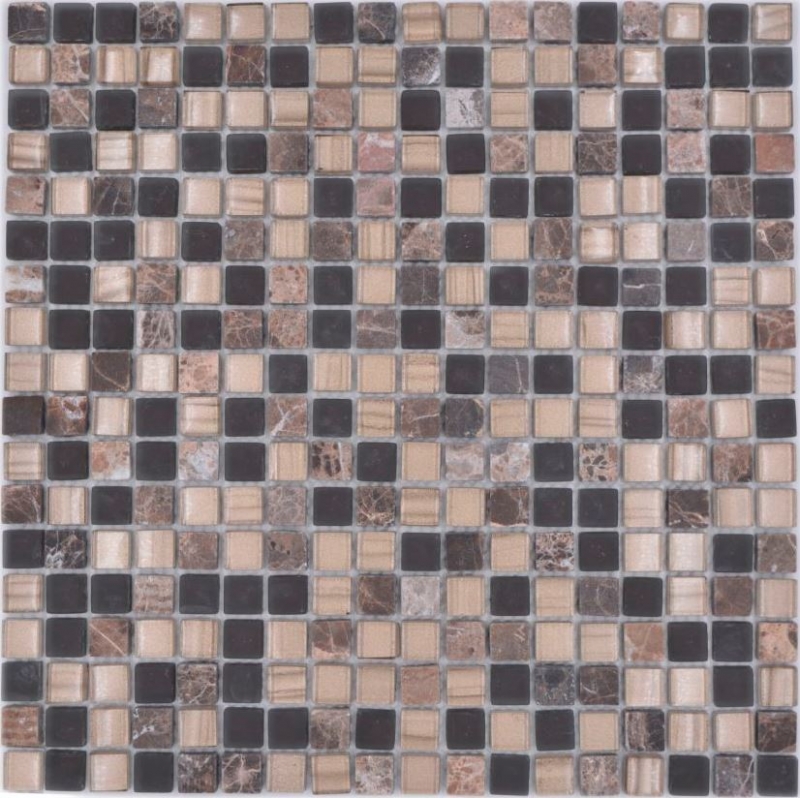 Muestra de mano mosaico azulejo vidrio piedra natural mosaico piedra mezcla marrón mate cocina splashback MOS92-580_m