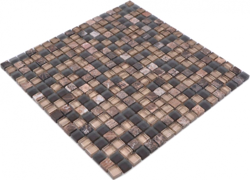 Muestra de mano mosaico azulejo vidrio piedra natural mosaico piedra mezcla marrón mate cocina splashback MOS92-580_m