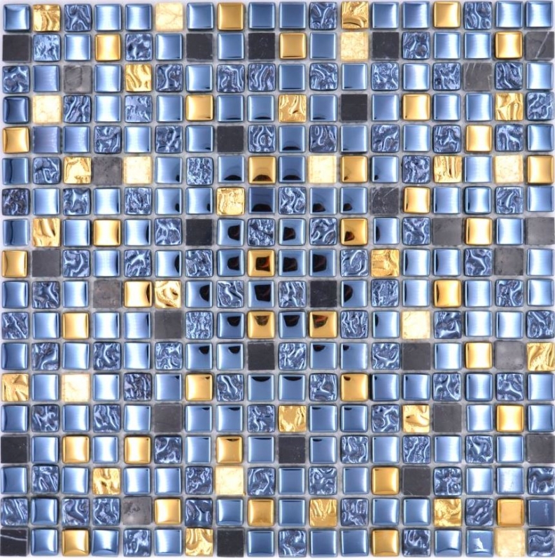 Muestra de mano mosaico azulejo vidrio piedra natural mosaico piedra EP mix negro oro baño cocina MOS92-650_m