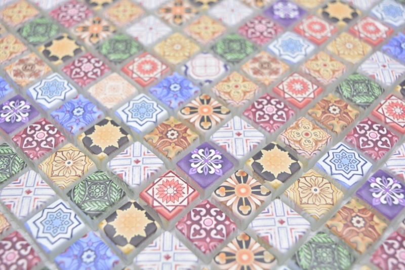 Muestra de mano mosaico azulejo de vidrio mosaico combi retro biscuit colorido azulejo espejo baño MOS78-RB83_m