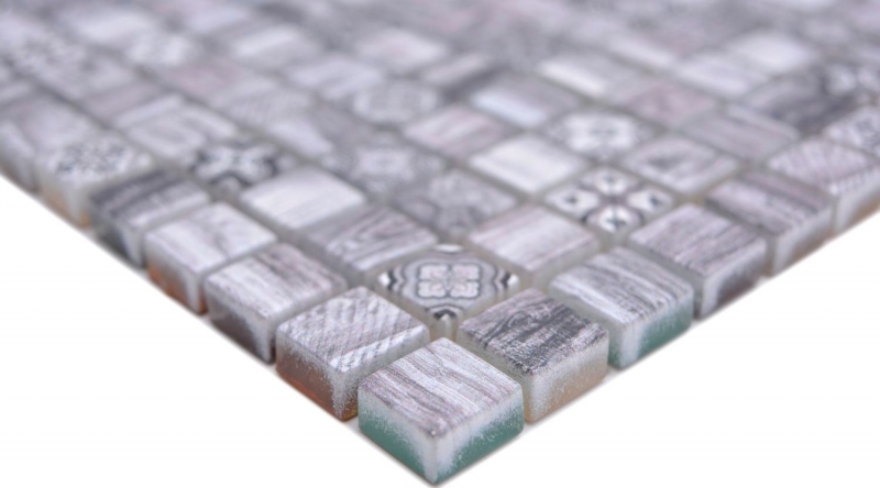 Muestra de mano mosaico azulejo mosaico de vidrio combi retro madera gris cocina splashback baño MOS78-W09_m