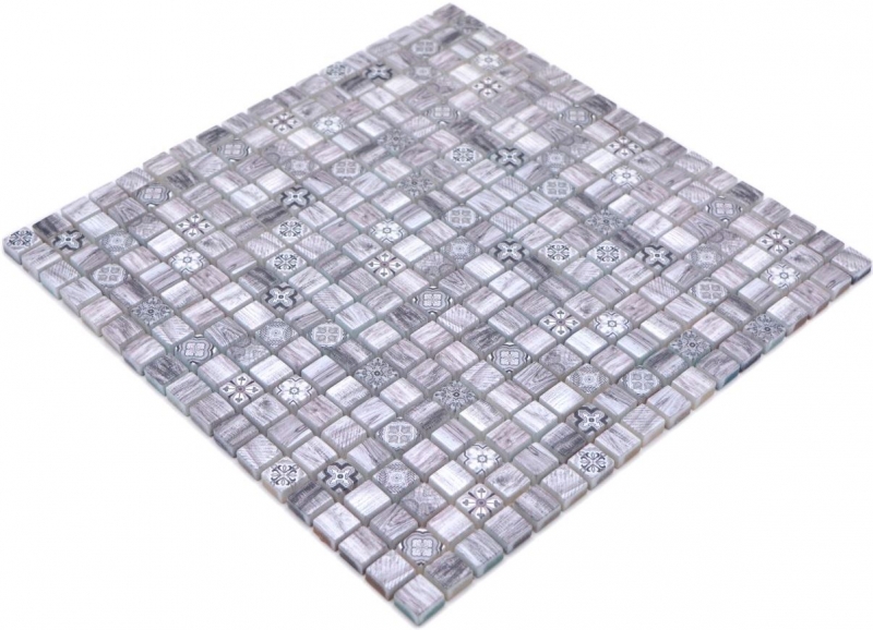 Muestra de mano mosaico azulejo mosaico de vidrio combi retro madera gris cocina splashback baño MOS78-W09_m