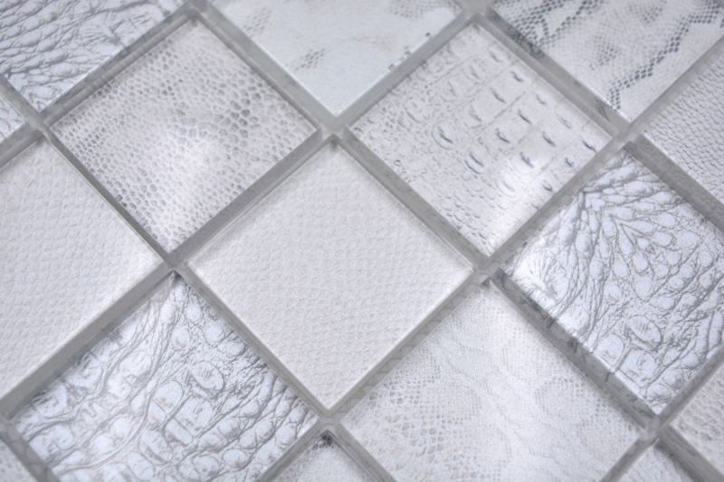 Muestra de mano mosaico azulejo mosaico de vidrio combi bosque blanco cocina splashback azulejo backsplash MOS78-W18_m