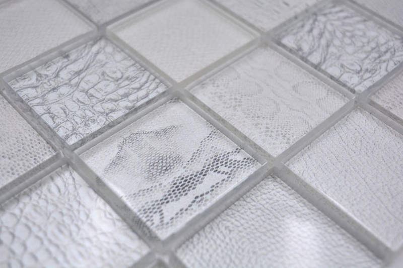 Muestra de mano mosaico azulejo mosaico de vidrio combi bosque blanco cocina splashback azulejo backsplash MOS78-W18_m