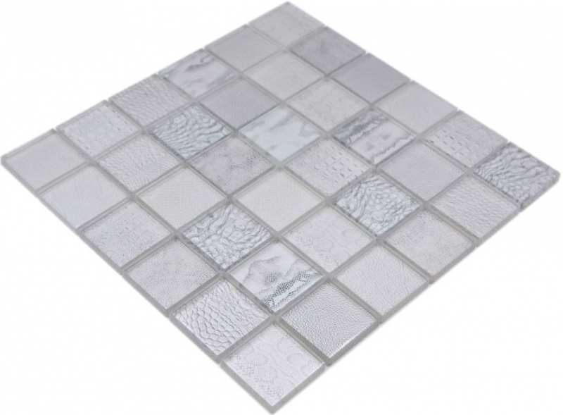 Muestra de mano mosaico azulejo mosaico de vidrio combi bosque blanco cocina splashback azulejo backsplash MOS78-W18_m