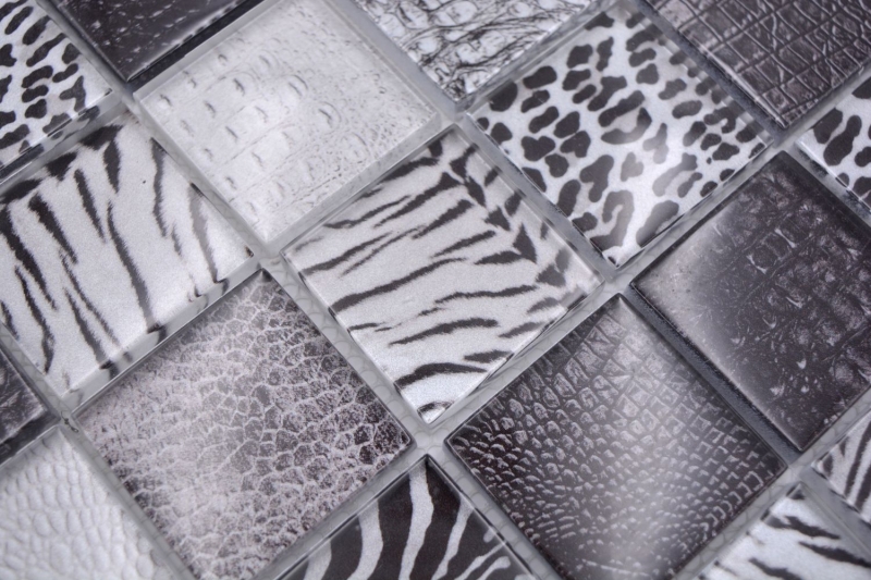 Muestra de mano mosaico azulejo mosaico de vidrio combi bosque negro pared baño cocina MOS78-W28_m