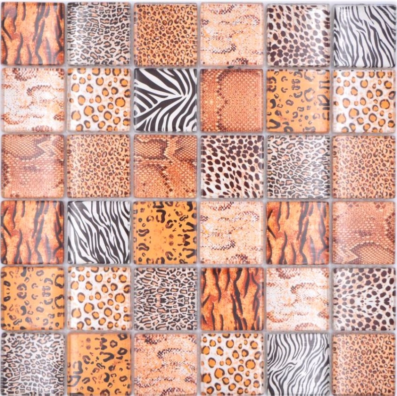 Muestra de mano mosaico azulejo vidrio mosaico combi bosque marrón claro azulejo espejo pared MOS78-W58_m
