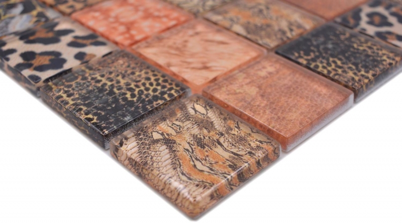 Muestra de mano mosaico azulejo mosaico de vidrio combi bosque marrón baño cocina splashback MOS78-W68_m