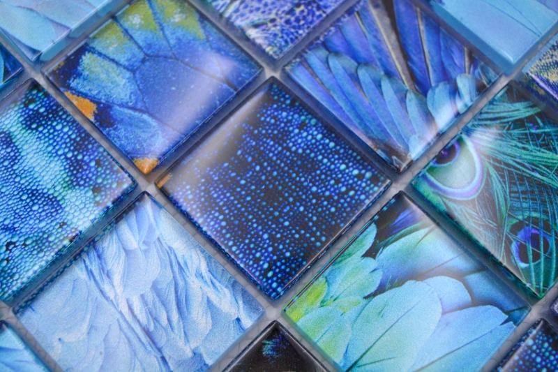 Muestra de mano mosaico azulejo vidrio mosaico combi bosque azul turquesa azulejo backsplash cocina MOS78-W78_m