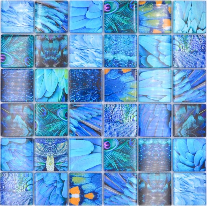 Muestra de mano mosaico azulejo vidrio mosaico combi bosque azul turquesa azulejo backsplash cocina MOS78-W78_m