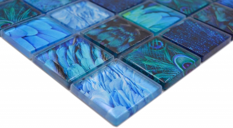 Muestra de mano mosaico azulejo vidrio mosaico combi bosque azul turquesa azulejo backsplash cocina MOS78-W78_m