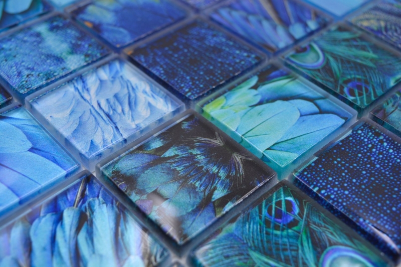 Muestra de mano mosaico azulejo vidrio mosaico combi bosque azul turquesa azulejo backsplash cocina MOS78-W78_m