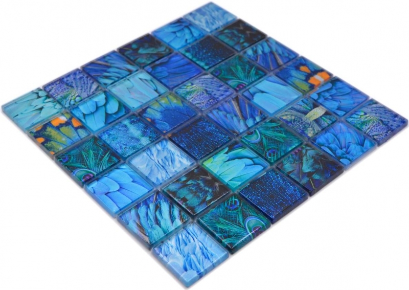 Muestra de mano mosaico azulejo vidrio mosaico combi bosque azul turquesa azulejo backsplash cocina MOS78-W78_m