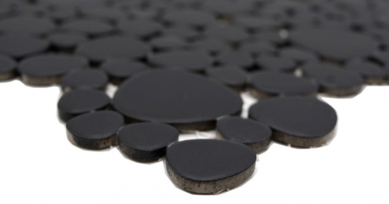 Muestra de mano mosaico azulejo cerámica mosaico guijarro uni negro mate azulejo backsplash cocina baño MOS12-0311_m