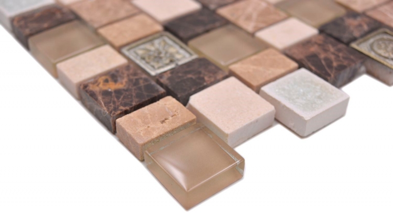 Muestra de mano mosaico azulejo mosaico compuesto multiformato piedra resina cerámica mezcla emperador azulejo backsplash MOS85-2FD_m