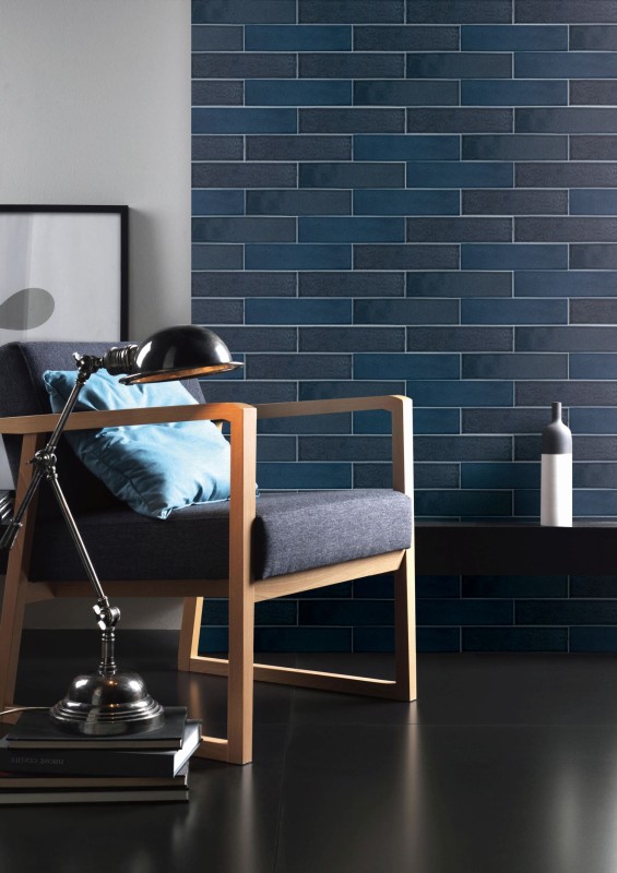 Azulejo vintage cerámica negro grafito brillante pared cocina baño MOS24-MOT10