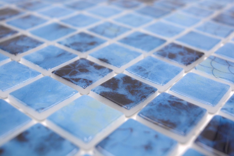 Piscina mosaico piscina mosaico de vidrio azul iridiscente brillante pared suelo cocina baño ducha MOS220-P56255
