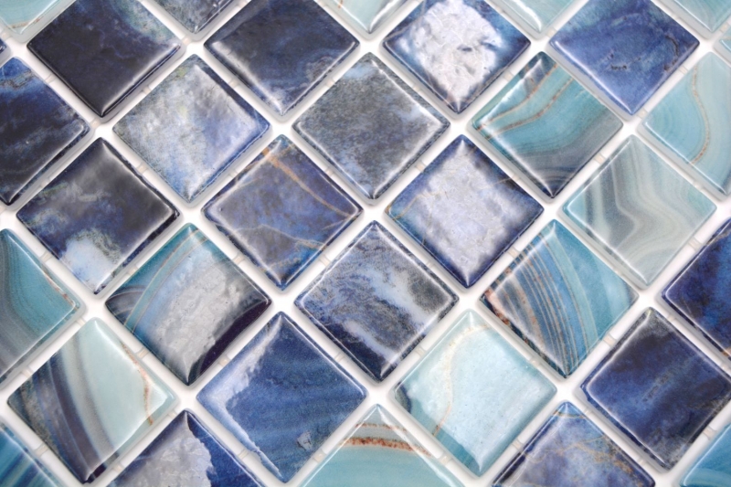 Piscina mosaico piscina mosaico de vidrio azul real iridiscente brillante pared suelo cocina baño ducha MOS220-P56384