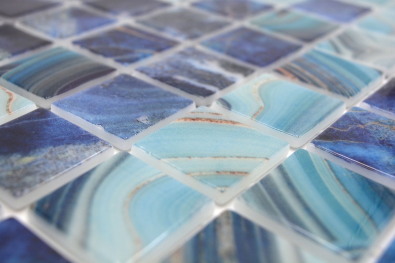 Piscina mosaico piscina mosaico de vidrio azul real iridiscente brillante pared suelo cocina baño ducha MOS220-P56384