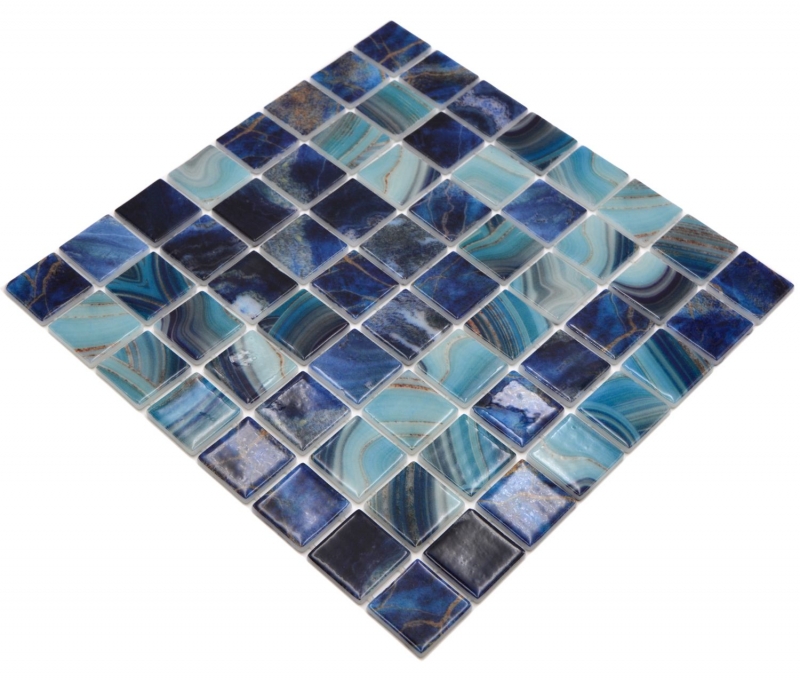 Piscina mosaico piscina mosaico de vidrio azul real iridiscente brillante pared suelo cocina baño ducha MOS220-P56384
