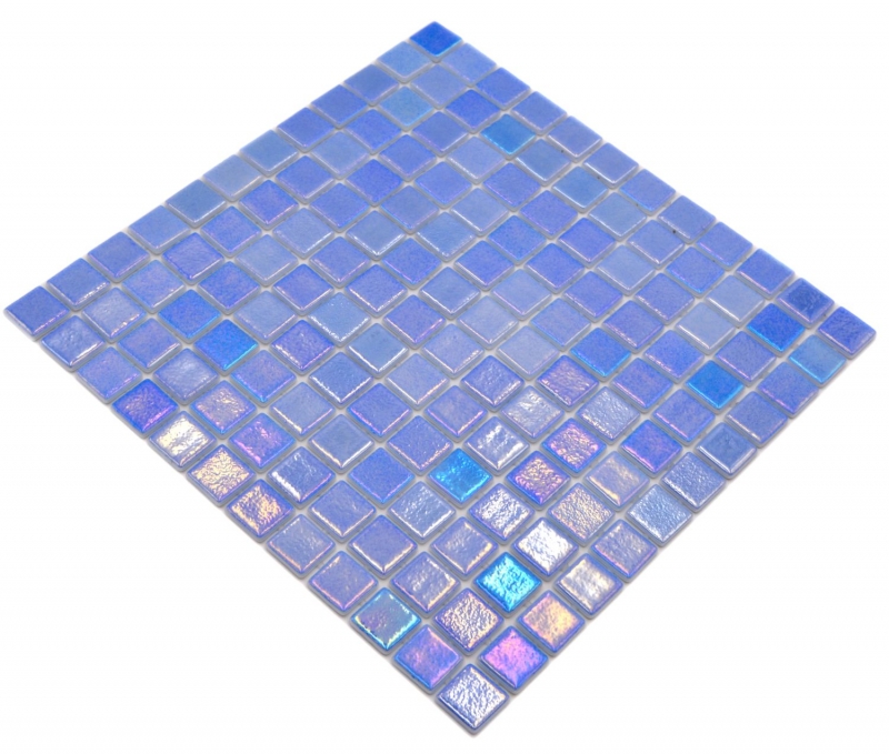 Piscina mosaico piscina mosaico de vidrio azul iridiscente multicolor brillante pared cocina baño ducha MOS220-P55252