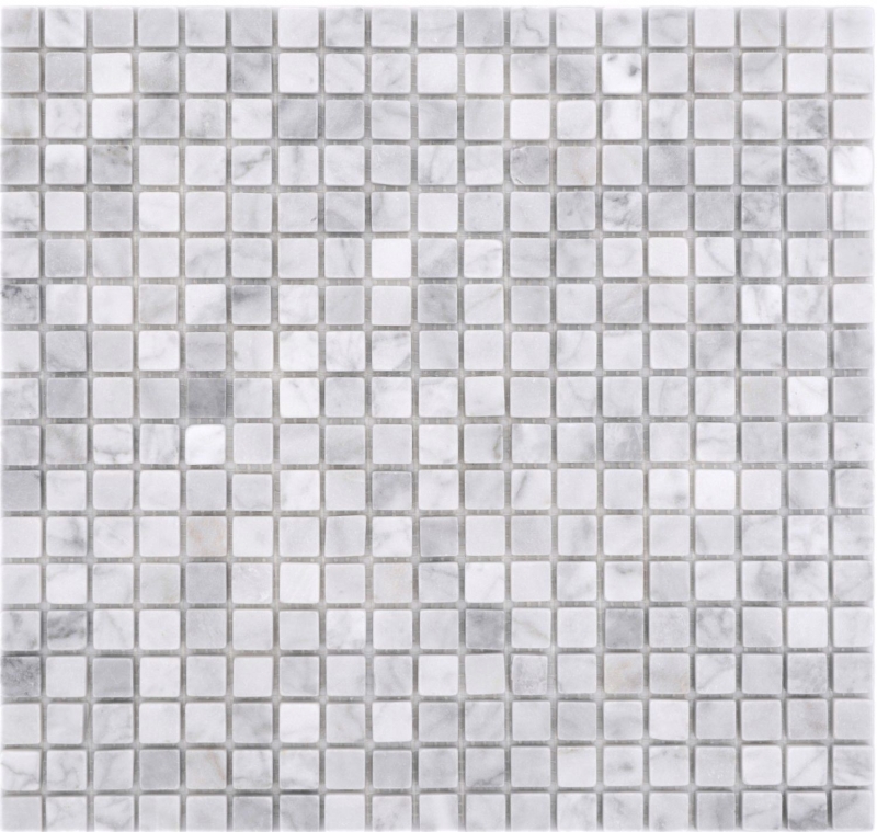 Mosaico de piedra natural mármol blanco carrara look mate pared suelo cocina baño ducha MOS38-15-2000