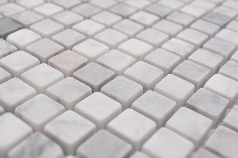 Mosaico de piedra natural mármol blanco carrara look mate pared suelo cocina baño ducha MOS38-15-2000