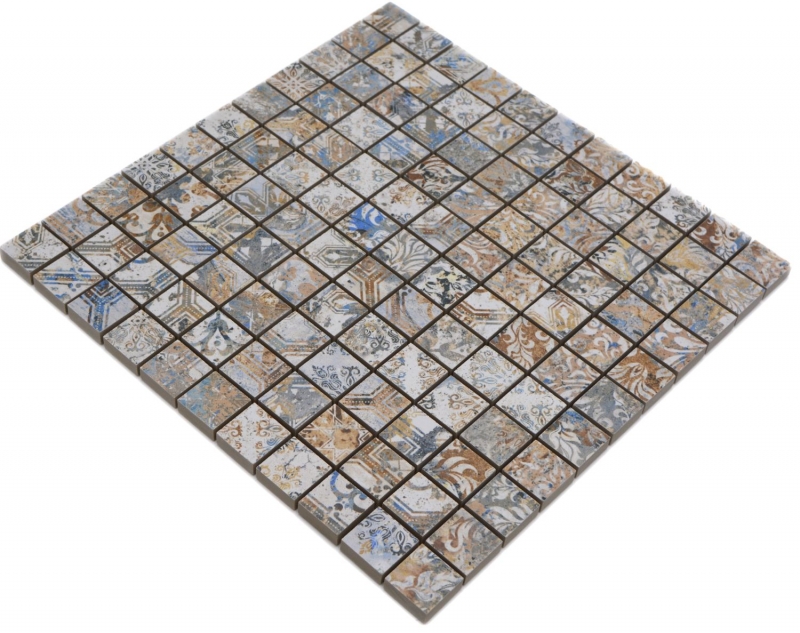 Mosaico de cerámica gres porcelánico fuerte multicolor mate pared suelo cocina baño ducha MOS18-25CV_f