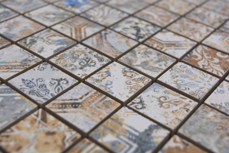 Mosaico de cerámica gres porcelánico fuerte multicolor mate pared suelo cocina baño ducha MOS18-25CV_f