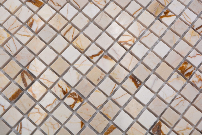 Mosaico de piedra natural de mármol crema de oro pulido piso de la pared cocina baño ducha MOS38-15-2807_f