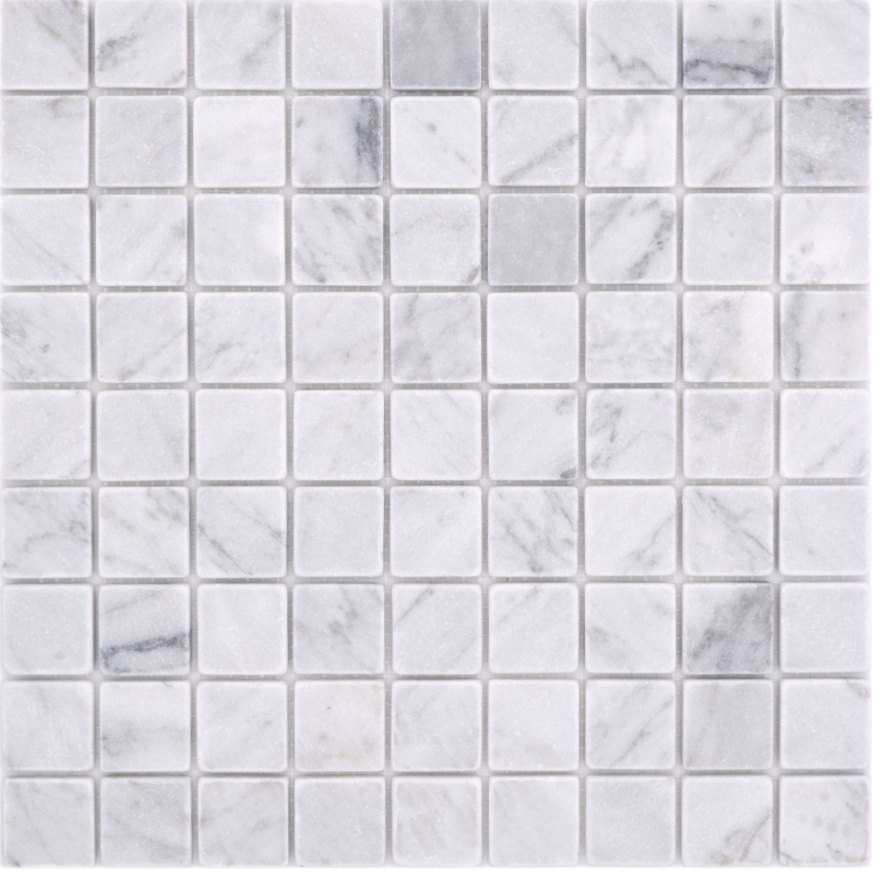 Mosaico de piedra natural mármol blanco carrara look mate pared suelo cocina baño ducha MOS42-32-2000_f