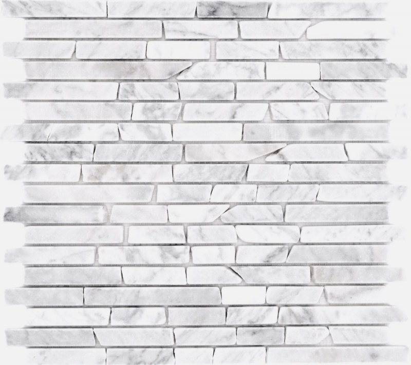 Azulejos de mosaico de piedra natural mármol blanco carrara look mate pared suelo cocina baño ducha MOS40-Brick2000_f