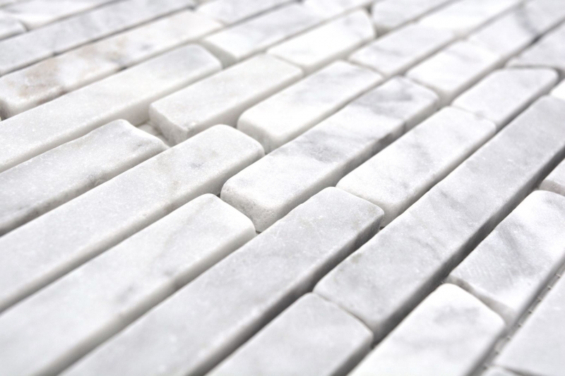 Azulejos de mosaico de piedra natural mármol blanco carrara look mate pared suelo cocina baño ducha MOS40-Brick2000_f
