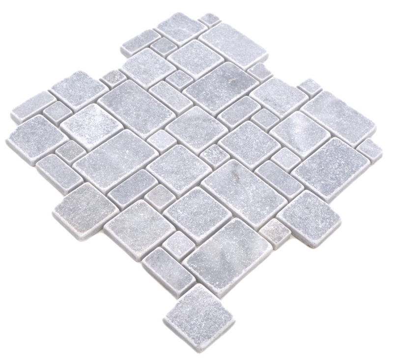 Azulejos de mosaico de piedra natural mármol gris claro mate pared suelo cocina baño ducha MOS40-FP40_f